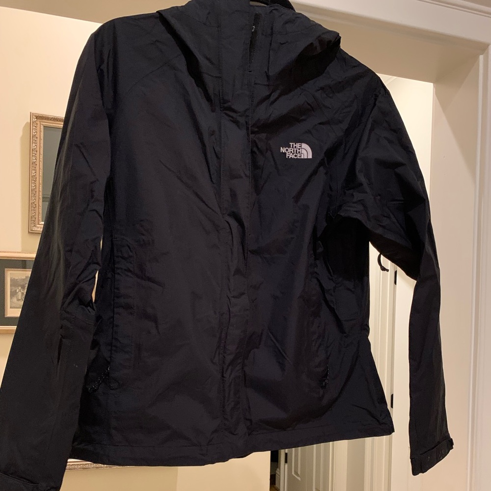 The north face black jacket with hood small